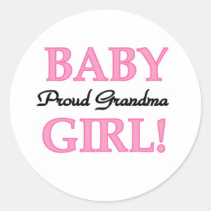 Sticker Rond Bébé Fille Fier Grand-mère