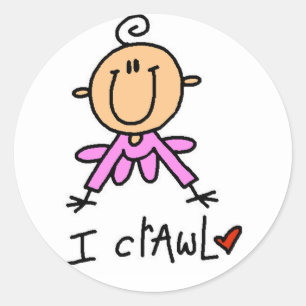 Sticker Rond Bébé Fille Je Rampe Tshirts et Cadeaux
