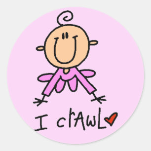 Sticker Rond Bébé Fille Je Rampe Tshirts et Cadeaux