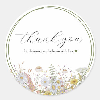Sticker Rond Bébé Fleur sauvage de printemps en fleur Favoriser