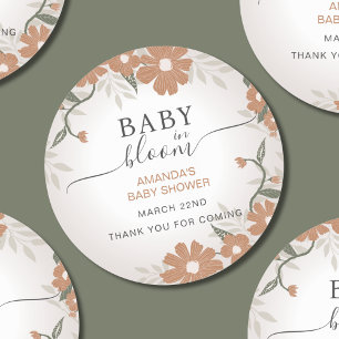 Sticker Rond Bébé floral en Merci fleuri
