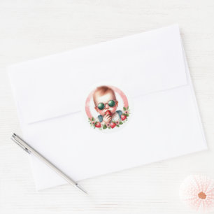 Sticker Rond Bébé Fraise Berry Sweet Baby Shower