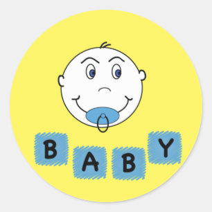 Sticker Rond Bébé garçon avec Binky