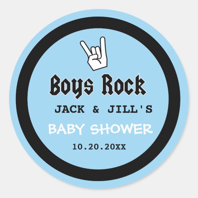 STICKER ROND BÉBÉ GARÇON DOUCHE CONCERT INVITATION TICKET (Devant)