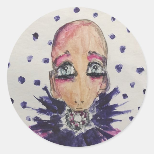 Sticker Rond Bébé glamour en violet (Devant)