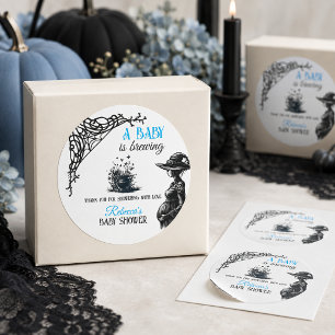 Sticker Rond Bébé Halloween se prépare Fête de Bébé Garçon Bleu