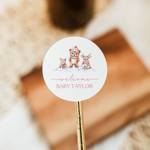 Sticker Rond Bébé Il fait froid à l'extérieur du Baby shower bo