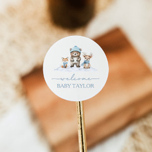Sticker Rond Bébé Il fait froid à l'extérieur du Baby shower bo