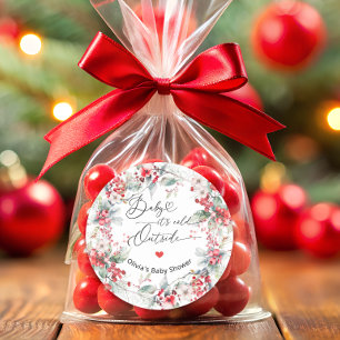 Sticker Rond Bébé, il fait froid à l'extérieur du Baby shower F