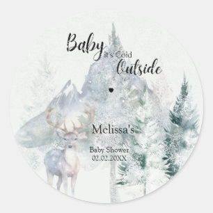 Sticker Rond Bébé il fait froid à l'extérieur Fête de bébé Hive