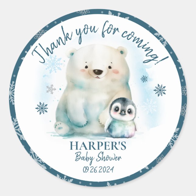 Sticker Rond Bébé Il fait froid dehors (Devant)