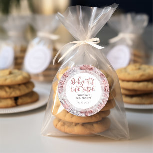 Sticker Rond Bébé Il fait froid dehors Baby shower Fille Feu de