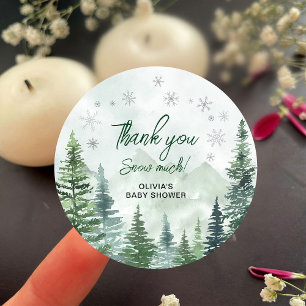 Sticker Rond Bébé il fait froid dehors Baby Shower Merci