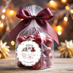 Sticker Rond Bébé il fait froid dehors Baby shower moderne