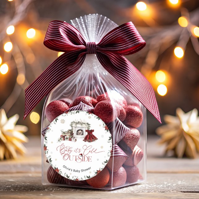 Sticker Rond Bébé il fait froid dehors Baby shower moderne (Créateur téléchargé)