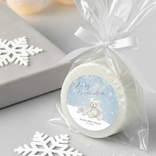 Sticker Rond Bébé, il fait froid dehors Teddy Bear Accent neige