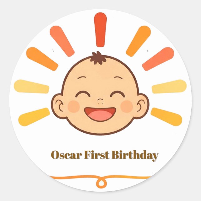Sticker Rond Bébé joyeux au visage souriant (Devant)