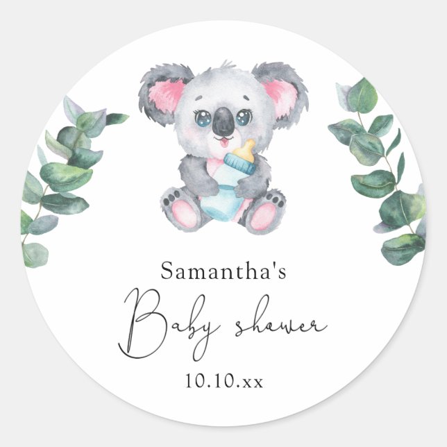 Sticker Rond Bébé Koala Shower (Devant)