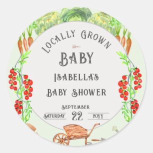 Sticker Rond Bébé local, Baby shower agricole