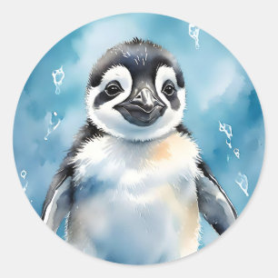 Sticker Rond Bébé mignon animal pingouin