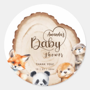 Sticker Rond Bébé mignon Animaux Baby shower Merci