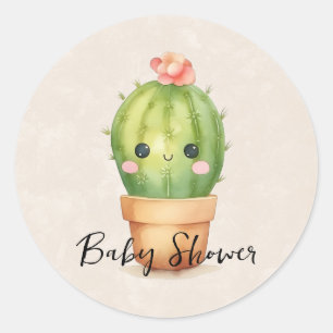 Sticker Rond Bébé mignon Cactus Baby shower Succulent