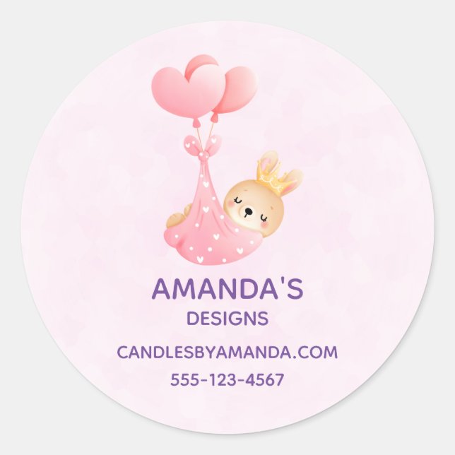 Sticker Rond Bébé mignon dans une couverture de coeur affaires (Devant)