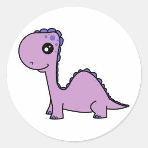 Sticker Rond Bébé mignon Dinosaure pourpre