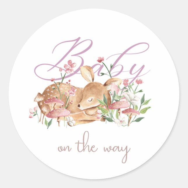 Sticker Rond Bébé mignon Dormir dans le jardin boisé (Devant)