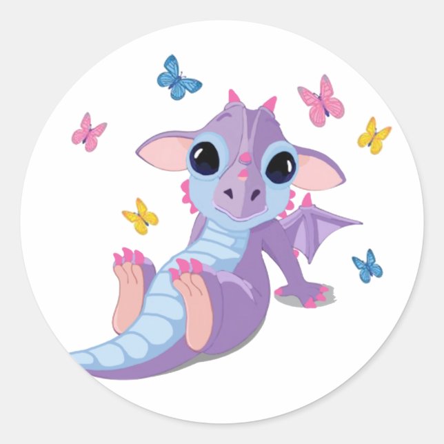 Sticker Rond Bébé mignon Dragon (Devant)