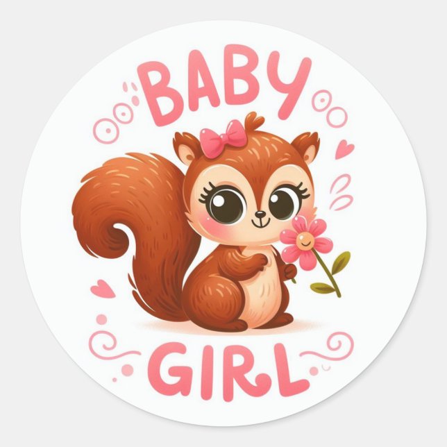 Sticker Rond Bébé mignon Écureuil fille (Devant)