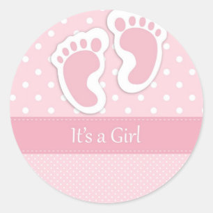 Sticker Rond Bébé mignon Empreintes Fille Adorable Motif Douche