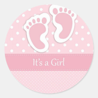 Sticker Rond Bébé mignon Empreintes Fille Adorable Motif Douche