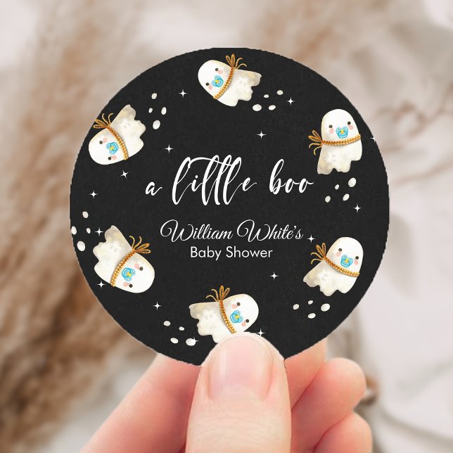 Sticker Rond Bébé mignon Fantôme Halloween Plaque papier automn (Cute Baby Ghost Halloween Fall Paper Plate Classic Round Sticker)