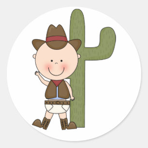 Sticker Rond Bébé mignon garçon & cheval poney sur mesure Occid