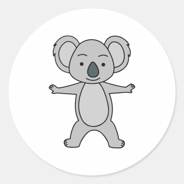 Sticker Rond Bébé mignon Koala Avec Un Sourire Debout (Devant)