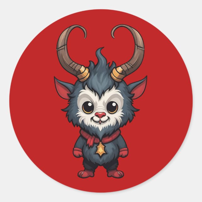Sticker Rond Bébé mignon Krampus (Devant)
