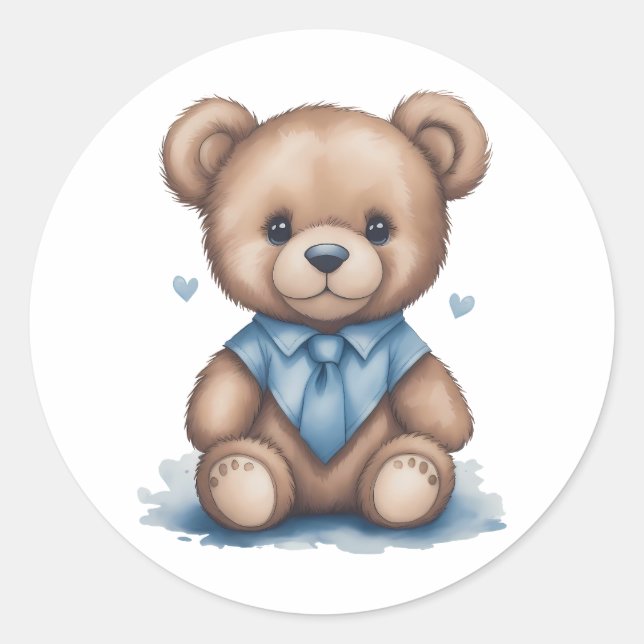 Sticker Rond Bébé mignon Ours en peluche (Devant)