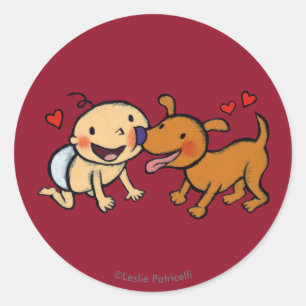 Sticker Rond Bébé Nez Baisers du chien