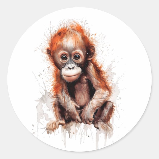 Sticker Rond Bebé Orangután (Devant)