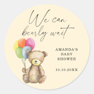 Sticker Rond Bébé ours en peluche Shower