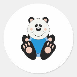 Sticker Rond Bébé ours panda garçon Cutelyn