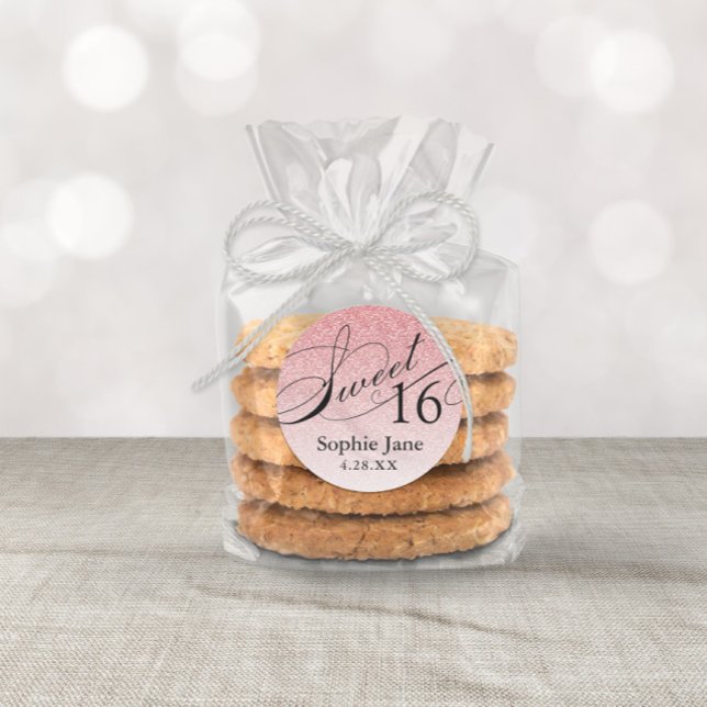 Sticker Rond Bébé Parties scintillant en crème rose doux 16 Per (Créateur téléchargé)