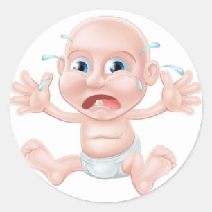 Sticker Rond Bébé pleurant de bande dessinée