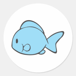 Sticker Rond Bébé poisson bleu nage