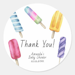 Sticker Rond Bébé Popsicle Cadeau de remerciement pour Baby Sho