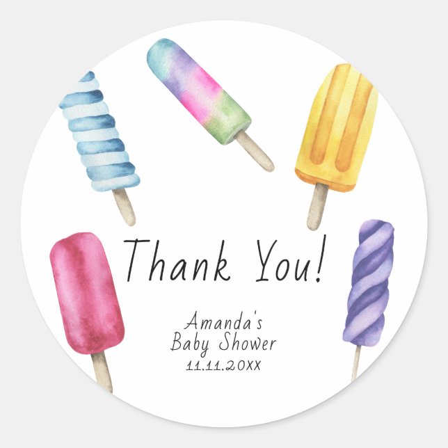 Sticker Rond Bébé Popsicle Cadeau de remerciement pour Baby Sho (Devant)