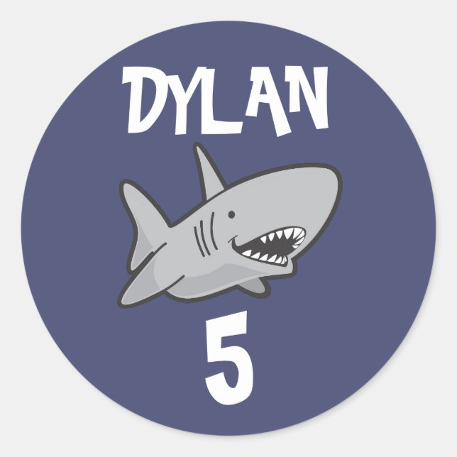 Sticker Rond Bébé requin bleu Anniversaire (Devant)