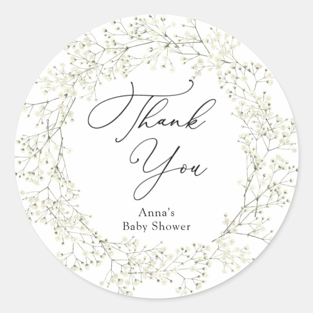 Sticker Rond Bébé Respiration Douche Balises cadeaux (Devant)