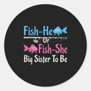 Sticker Rond Bébé révélation du sexe de la grande sœur Poisson-